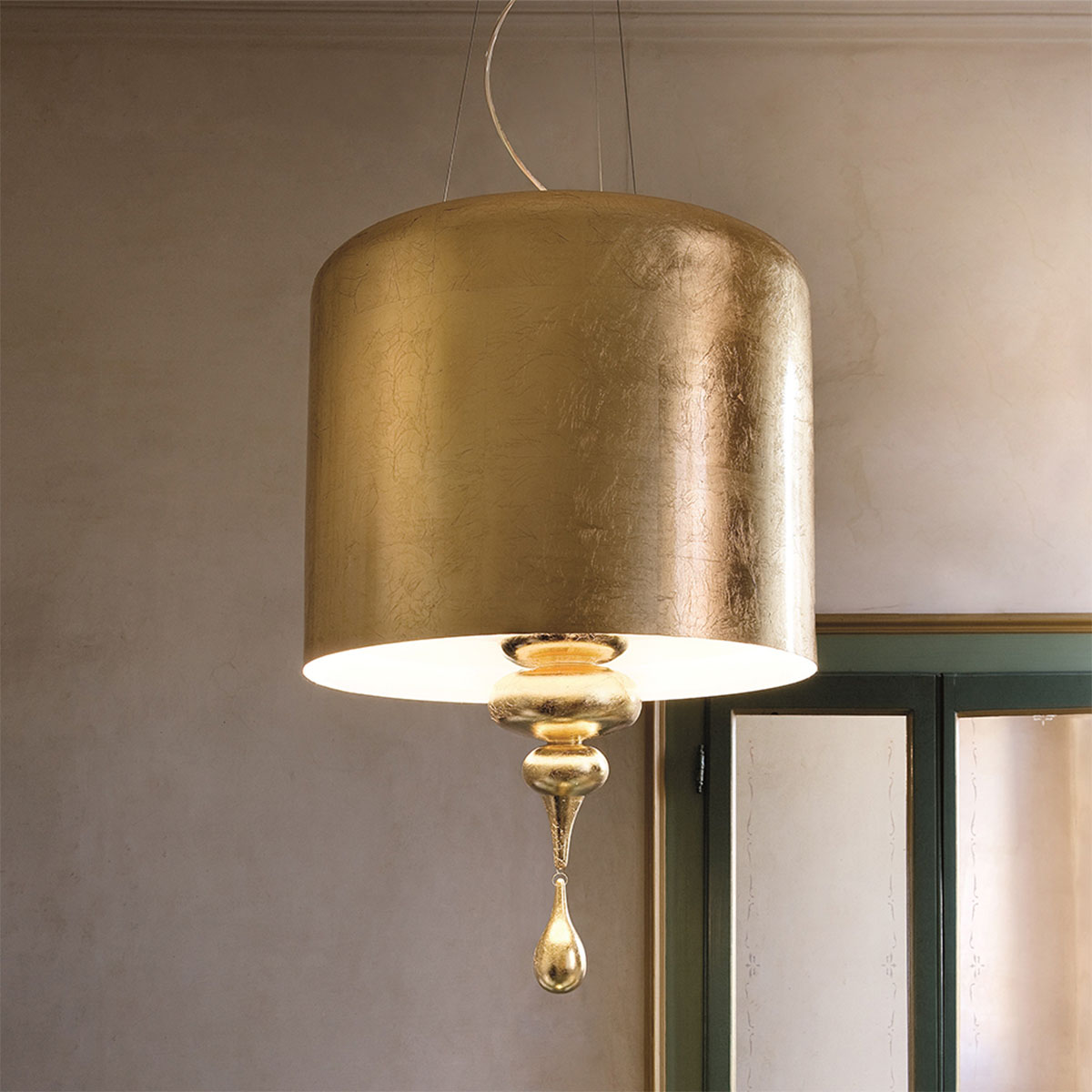 Eva S3+1 Pendelleuchte, Ø: 80 cm, Blattgold Eva S3+1 Pendelleuchte, Ø: 80 cm, Blattgold