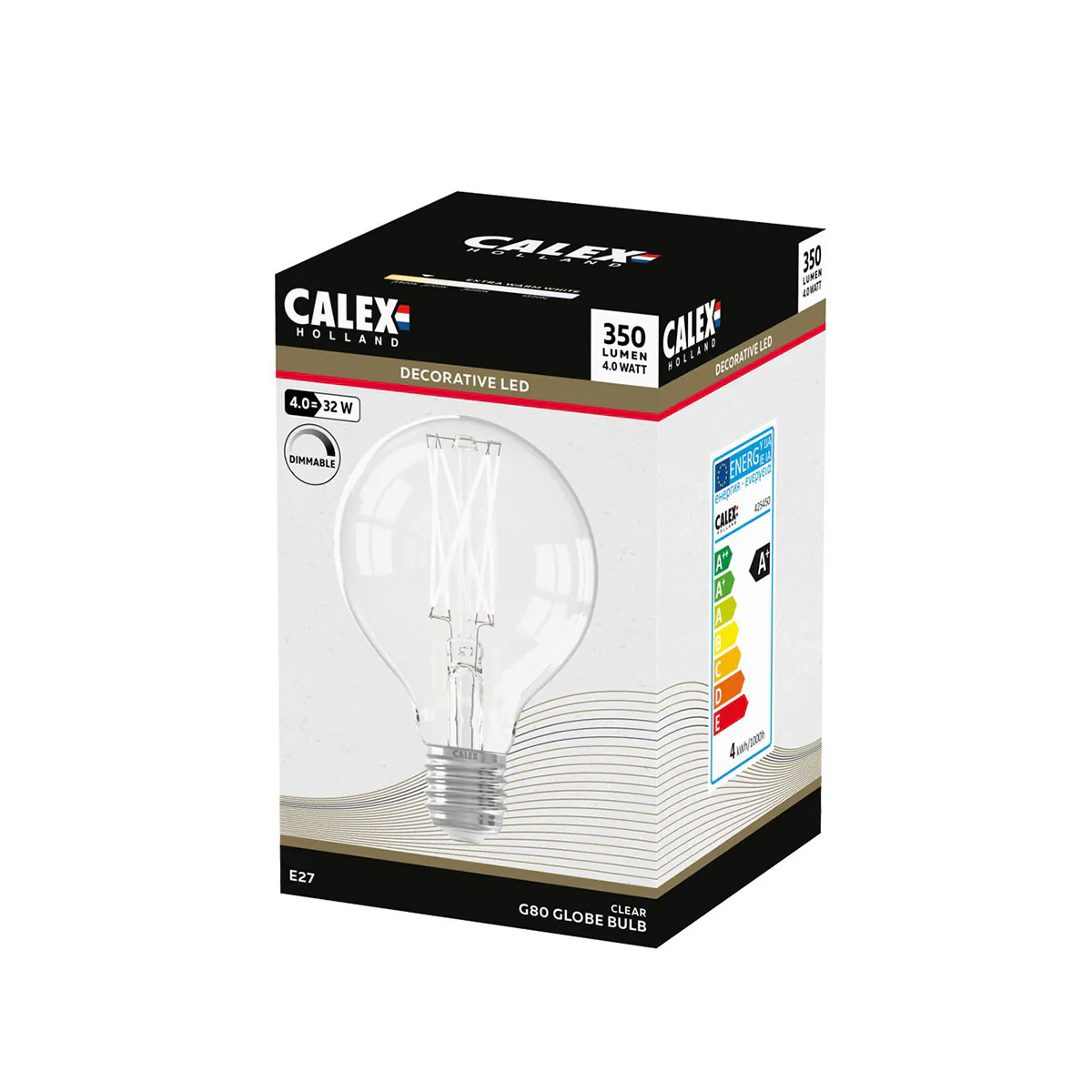 Globe LED Filament Lampe G80 4W E27 clear dimmbar