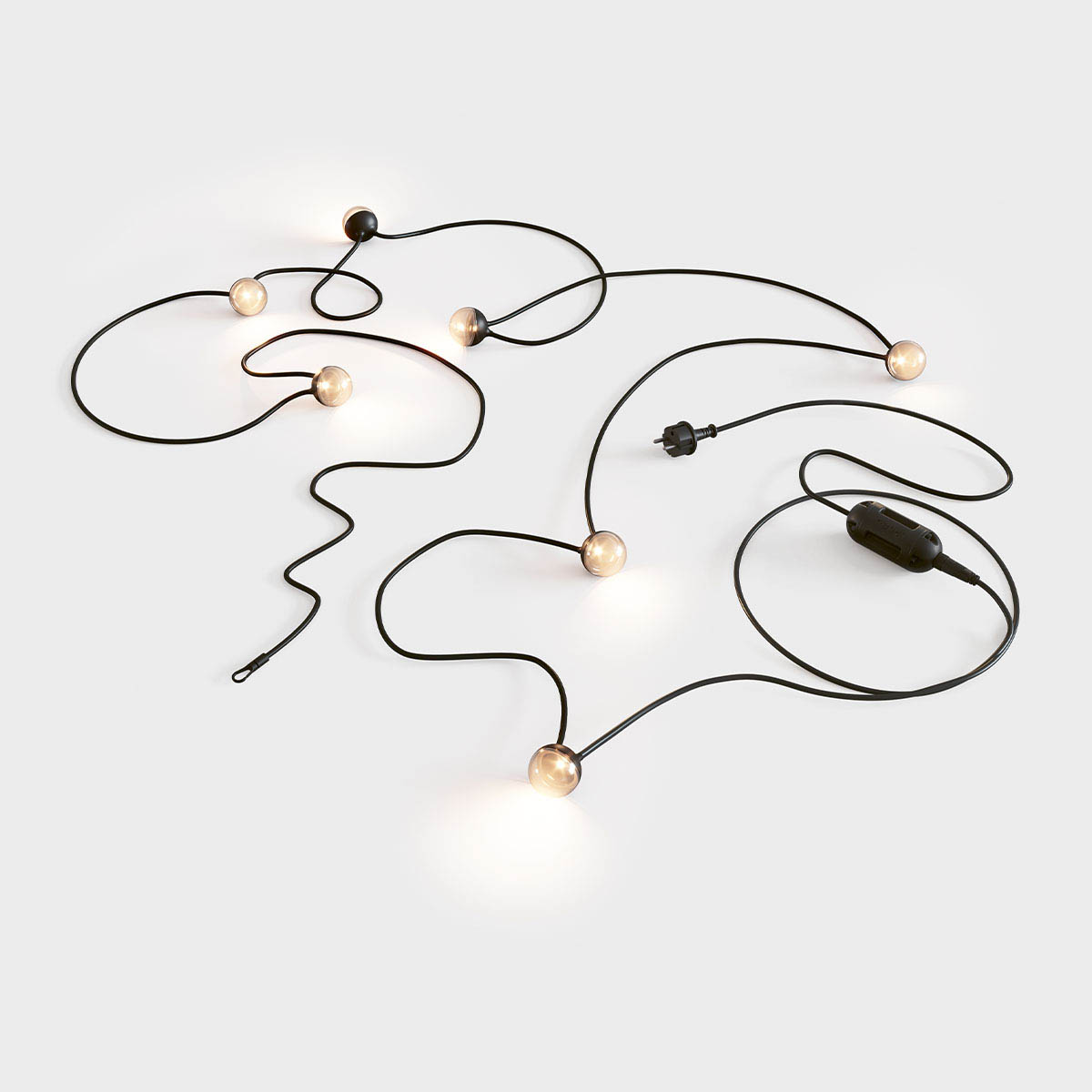 IP44.de cherry bubbls plug Lichterkette, L: 982 cm mit Schuko Stecker Lichterkette mit runden leuchten und schwarzem verbindungskabel mit Stecker für die Steckdose