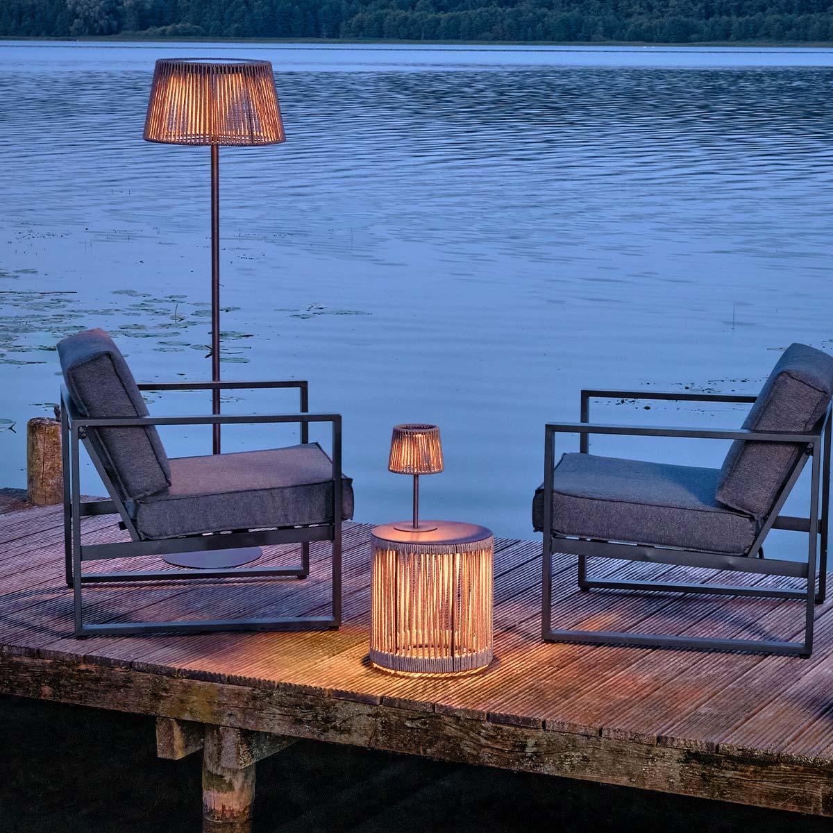Philippi Lumen Akku Solar Leuchte IP44, H: 35 cm, Mocca