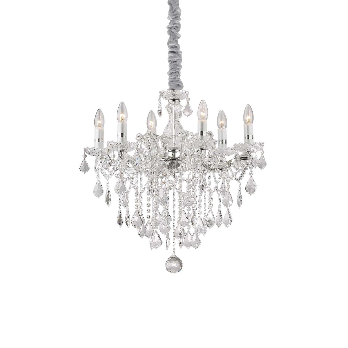Florian SP6 Kristallglas Kronleuchter 6-flammig, Chrom, Ø: 60 cm