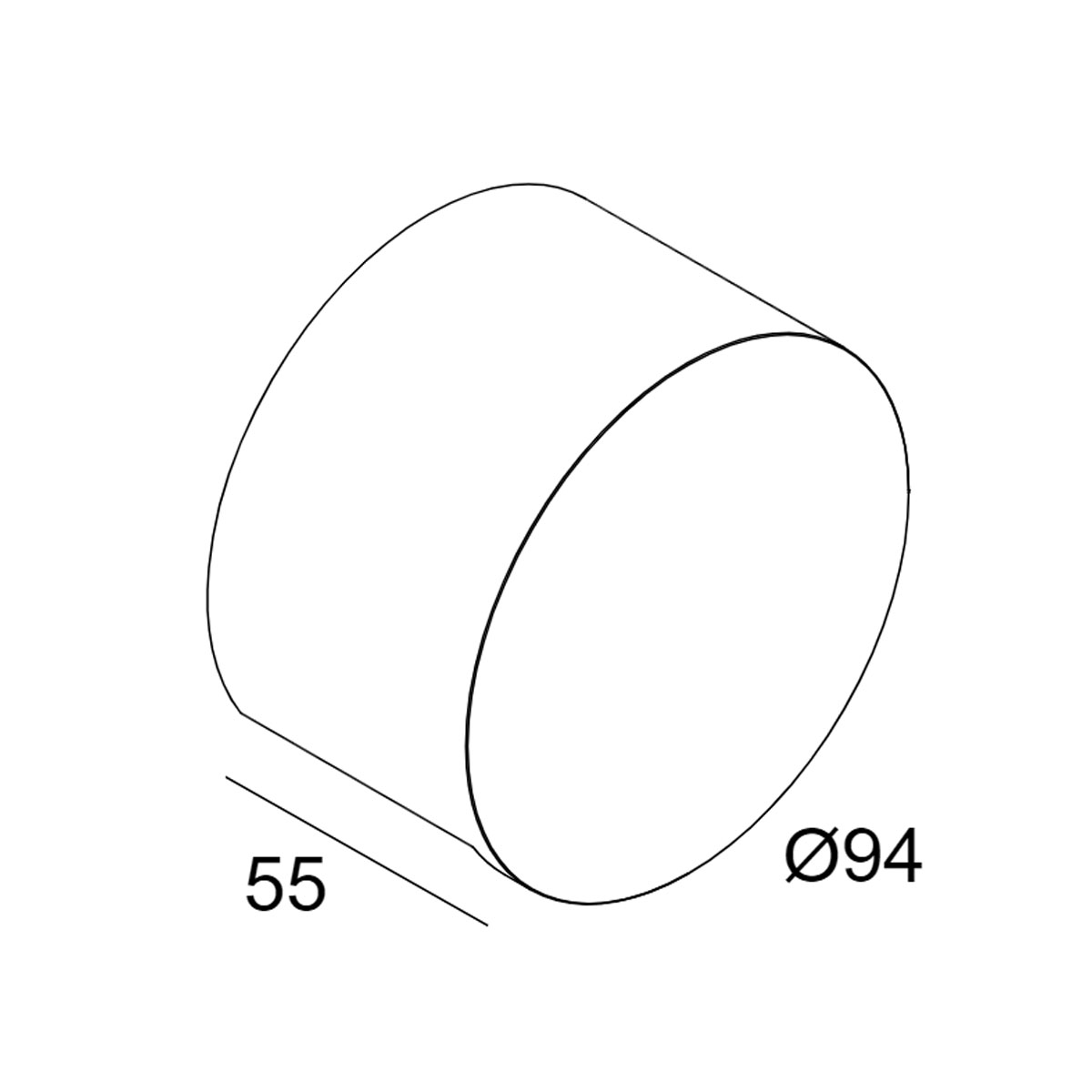 DeltaLight STIP W R 930 Wandleuchte, Ø: 9,4 cm, T: 5,5 cm STIP W R 930 Wandleuchte, Ø: 9,4 cm, T: 5,5 cm, Anthrazit, Rund Wandleuchten – technische Zeichnung
