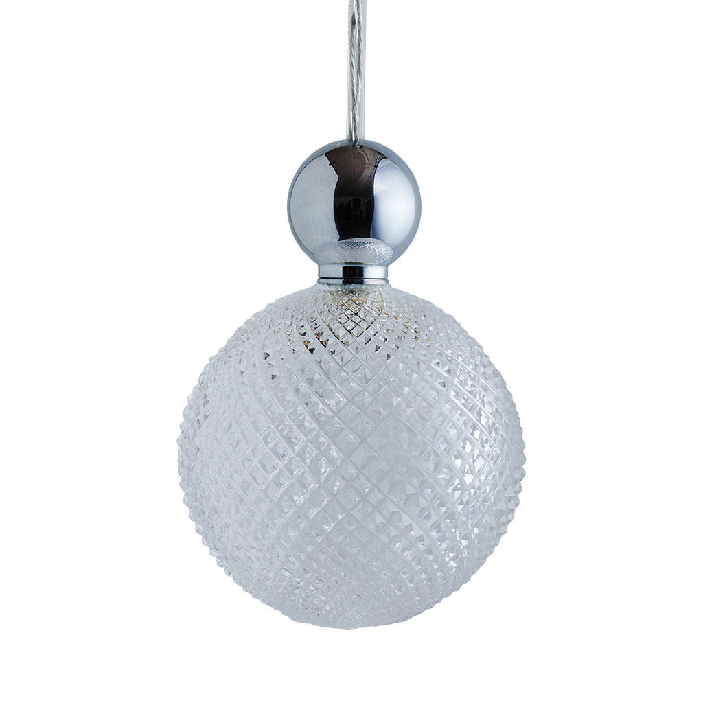 Uva Pendelleuchte Crystal L Ø 10 cm, Mini check, Silber, mit Einzelbaldachin Uva Pendelleuchte Crystal L Ø 10 cm, Mini check, Silber, für Multi-Baldachin