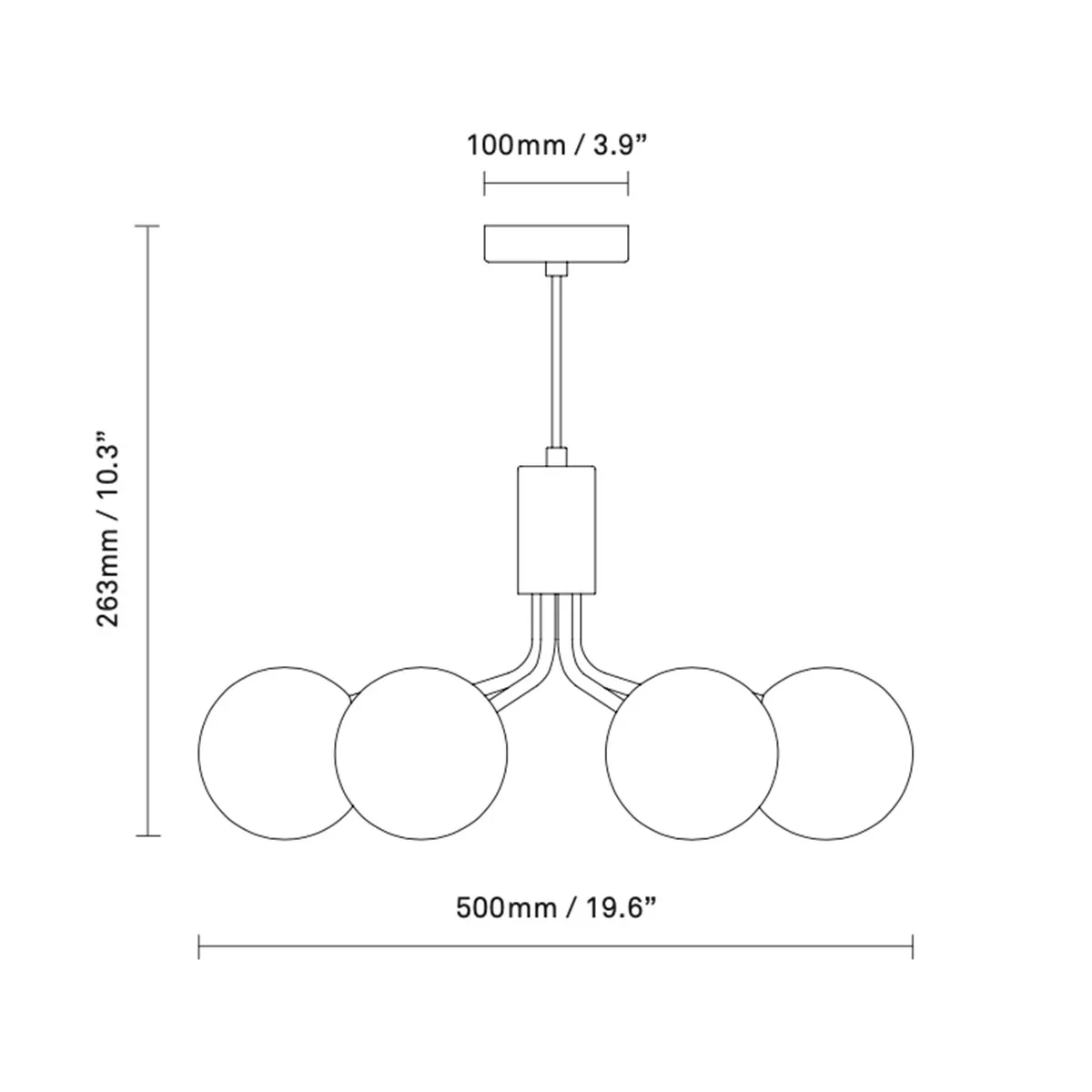 Apiales 6 Pendelleuchte, Ø: 50 cm, Messing gebürstet & Opalglas Apiales 6 Pendelleuchte, Ø: 50 cm, Schwarz satiniert & Rauchglas