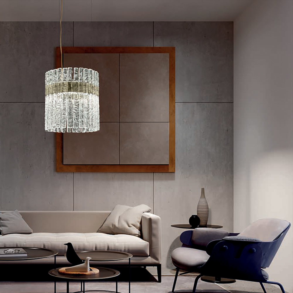 Masiero Vegas S RD60 Pendelleuchte Pendelleuchten - stilvolles Lichtobjekt aus Glas und Metall, Farbe Transparent, für Esszimmer