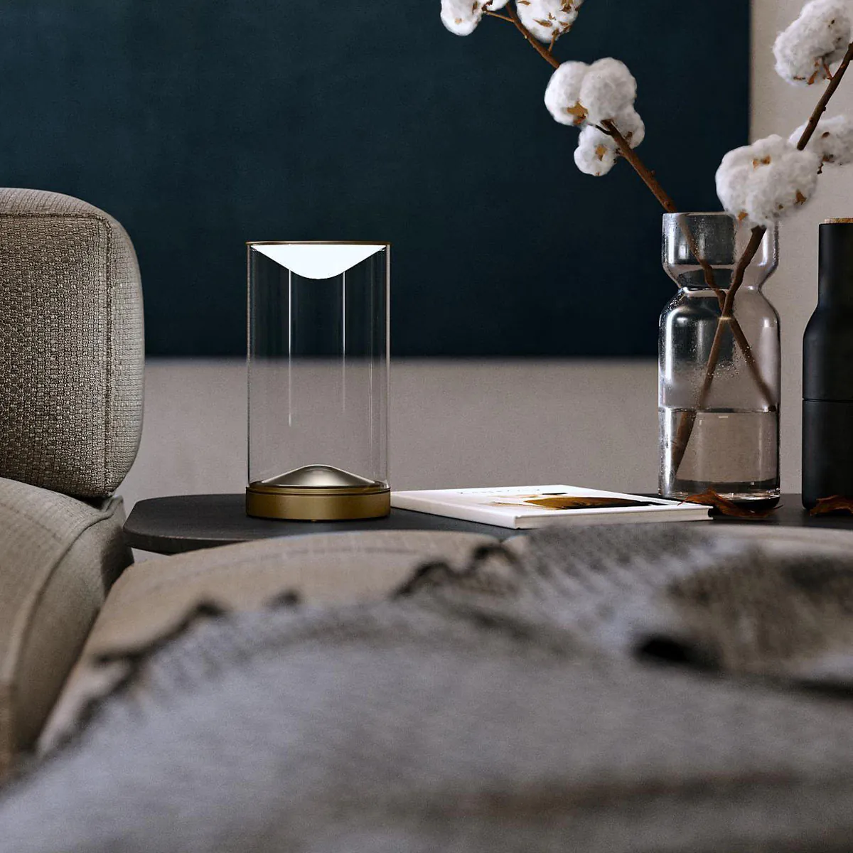 Eve Tischleuchte, Ø: 12 cm, Touch-Dimmer, Messing eloxiert, Extra-Warmweiß 2700K