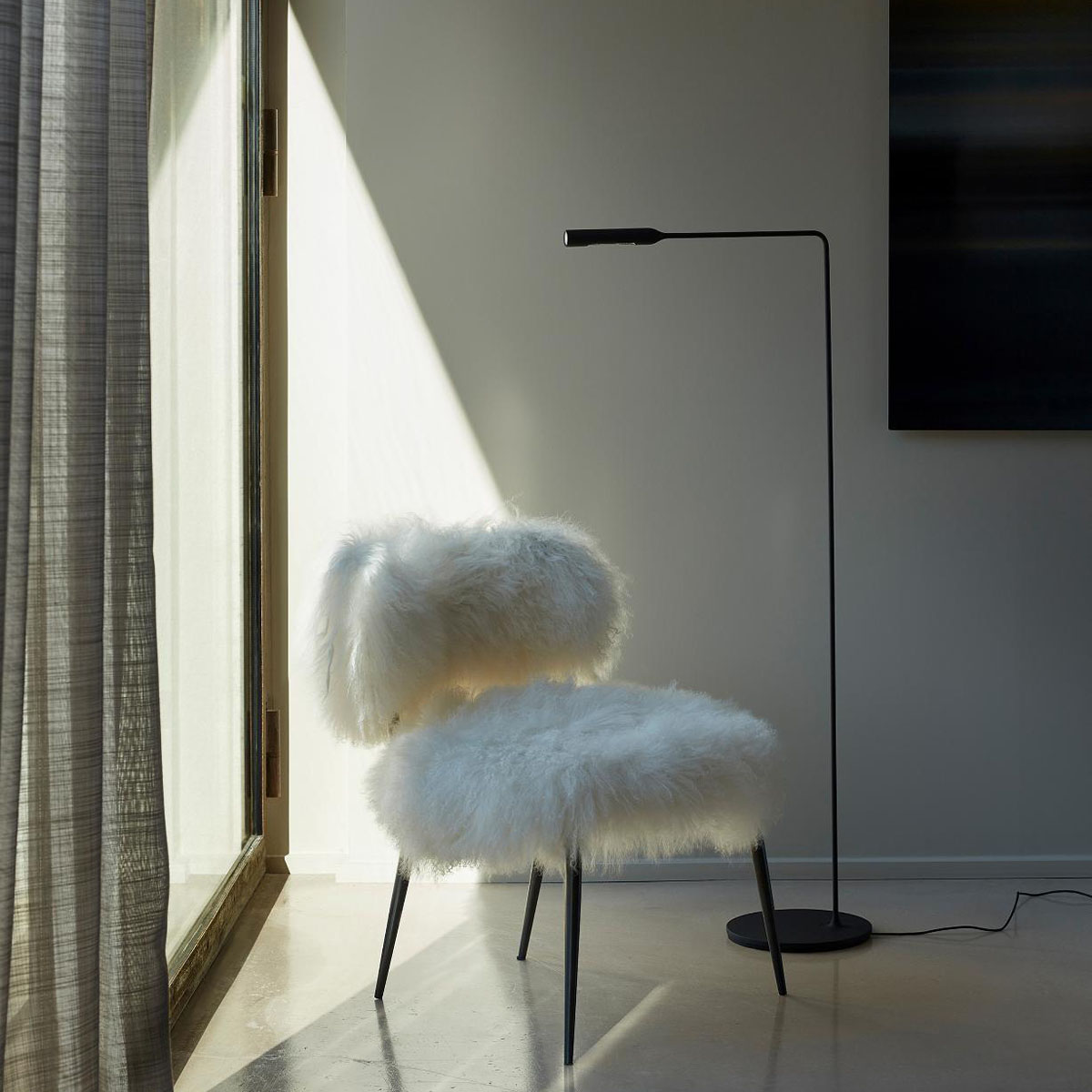 Flo Lounge Stehleuchte, H: 100 cm, Gunmetal, Extra-Warmweiß 2700K