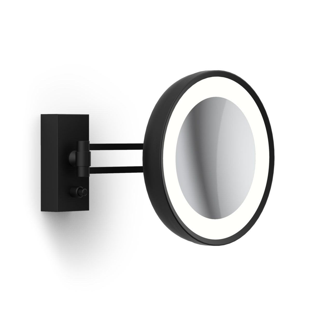 Exklusiver Schminkspiegel mit Licht – Serie BS 36 7x Kosmetik, Schminkspiegel mit Licht Bad, H: 22 cm, B: 30 cm, Schwarz matt, 7x Vergrößerung von Decor Walther