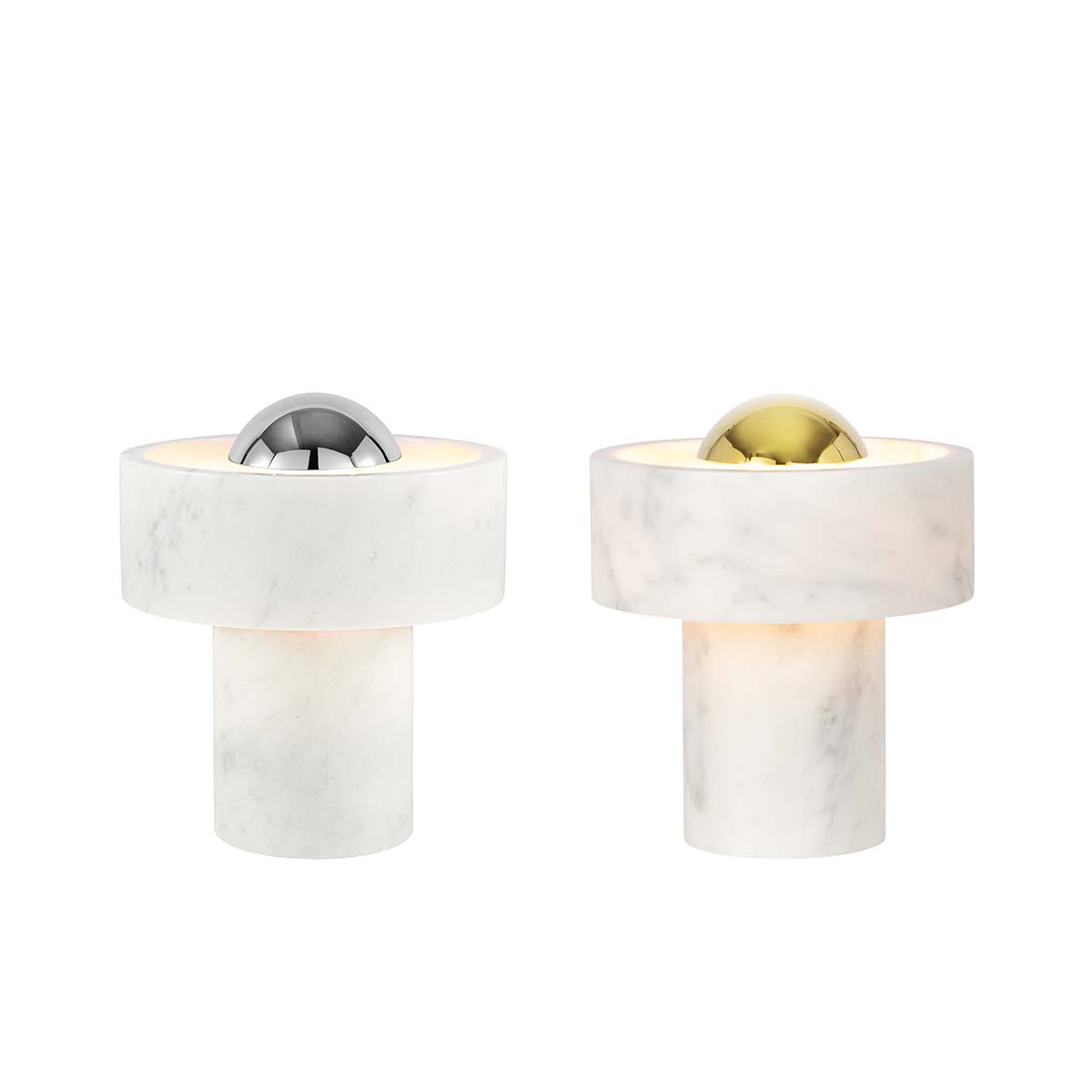 Tom Dixon Stone Portable Akku LED Tischleuchte, H: 19 cm, Silber