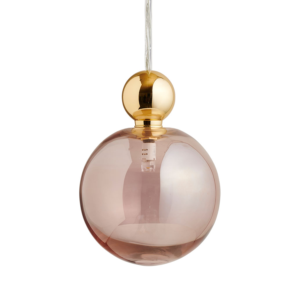 Uva Pendelleuchte L Ø 10 cm, Obsidian, Gold, mit Einzelbaldachin Uva Pendelleuchte L Ø 10 cm, Obsidian, Gold, für Multi-Baldachin