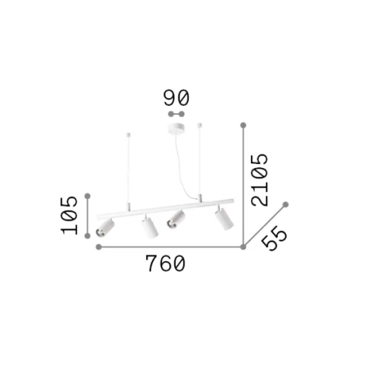 Dynamite SP4 Pendelleuchte, Messing, L: 76 cm