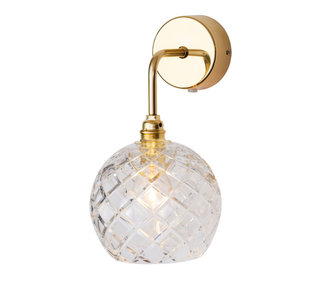 Ebb & Flow Rowan Wandleuchte Crystal S Ø 15,5 cm Rowan Wandleuchte Crystal S Ø 15,5 cm, Gold, Medium Check Gold Wandleuchten – hochwertige Innenbeleuchtung, dimmbar für Esszimmer