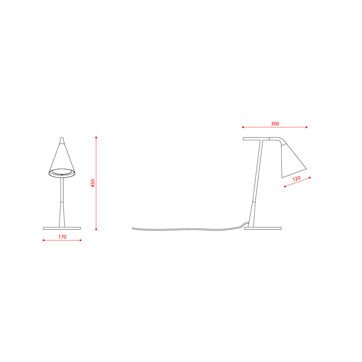 Gordon 561.31 Tischleuchte H: 45 cm, Schwarz Matt & Schwarz Chrom