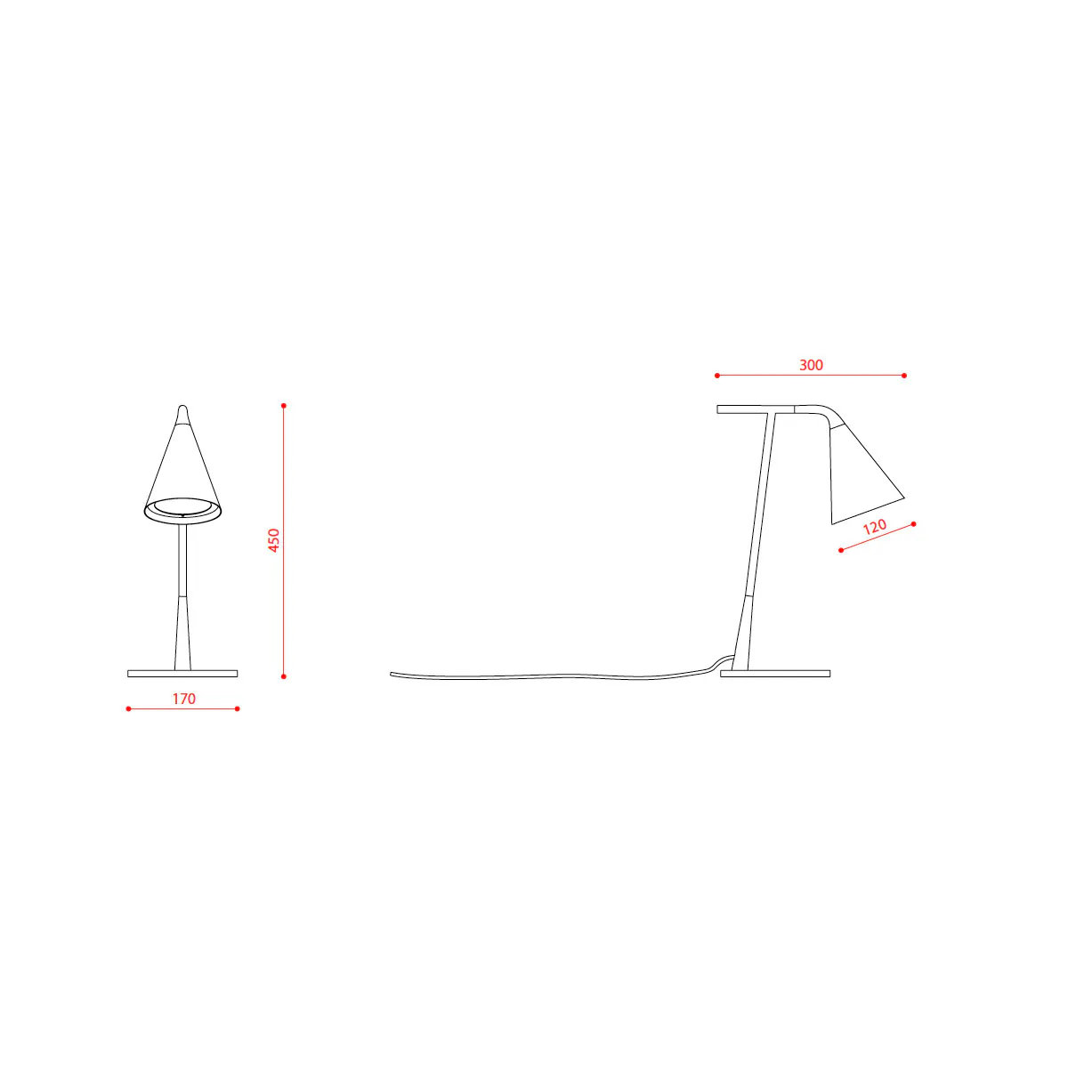 Gordon 561.31 Tischleuchte H: 45 cm, Schwarz Matt & Schwarz Chrom