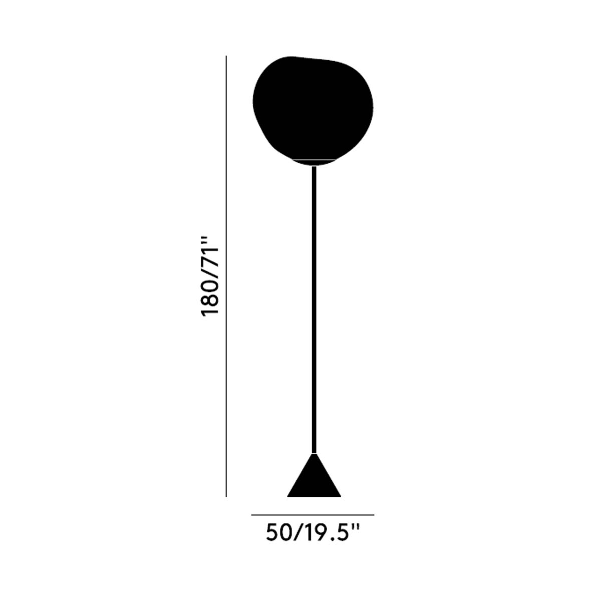 Tom Dixon Melt Cone Slim LED Stehleuchte, Opal, Schwarz, H: 180 cm