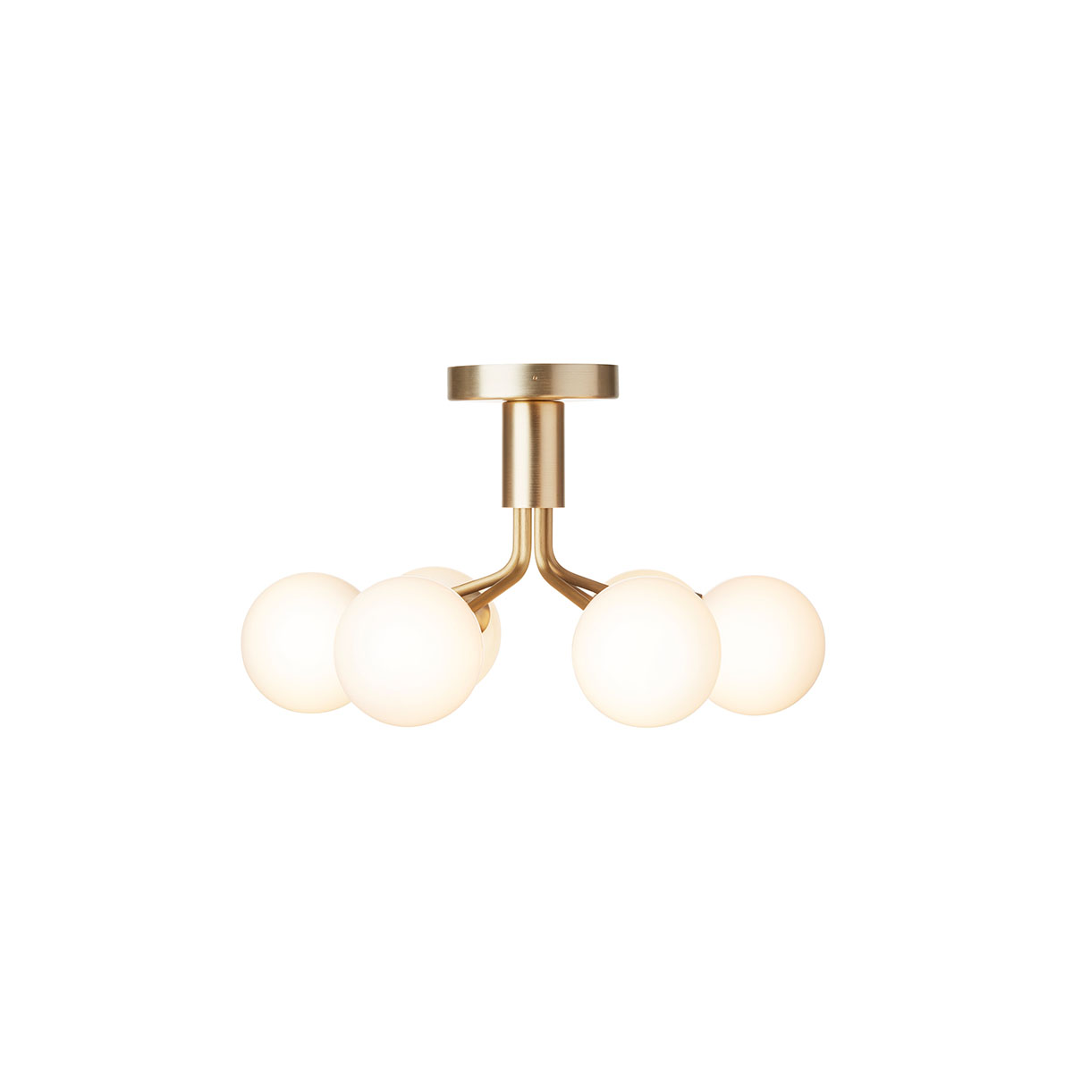 Apiales 6 Deckenleuchte, Ø: 50 cm, Messing gebürstet & Opalglas Apiales 6 Deckenleuchte, Ø: 50 cm, Messing gebürstet & Opalglas