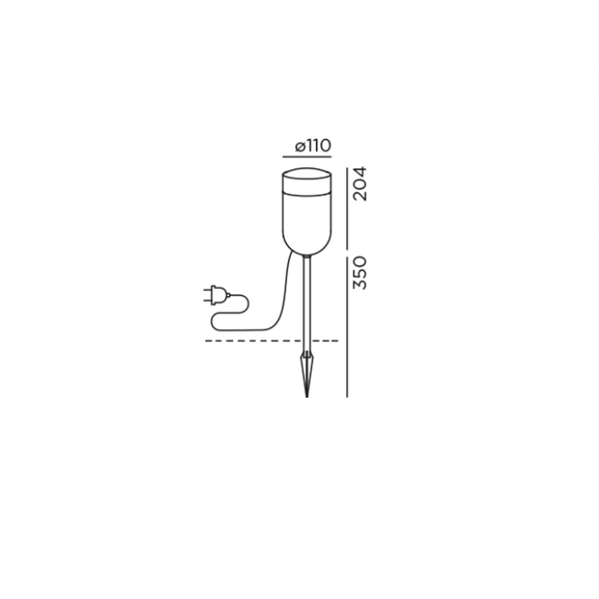 IP44.de bik.4 spike Erdspießleuchte, Schuko Stecker, H: 55,4 cm Deep Black