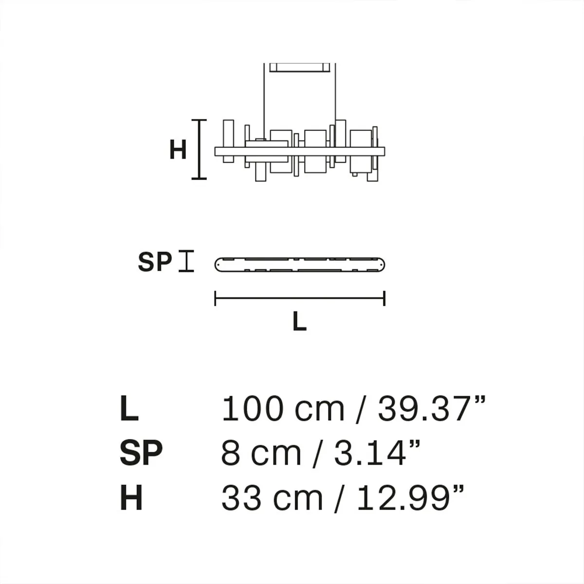 Honicé S100 Pendelleuchte, Onyx Stein, Gold brüniert, L: 100 cm