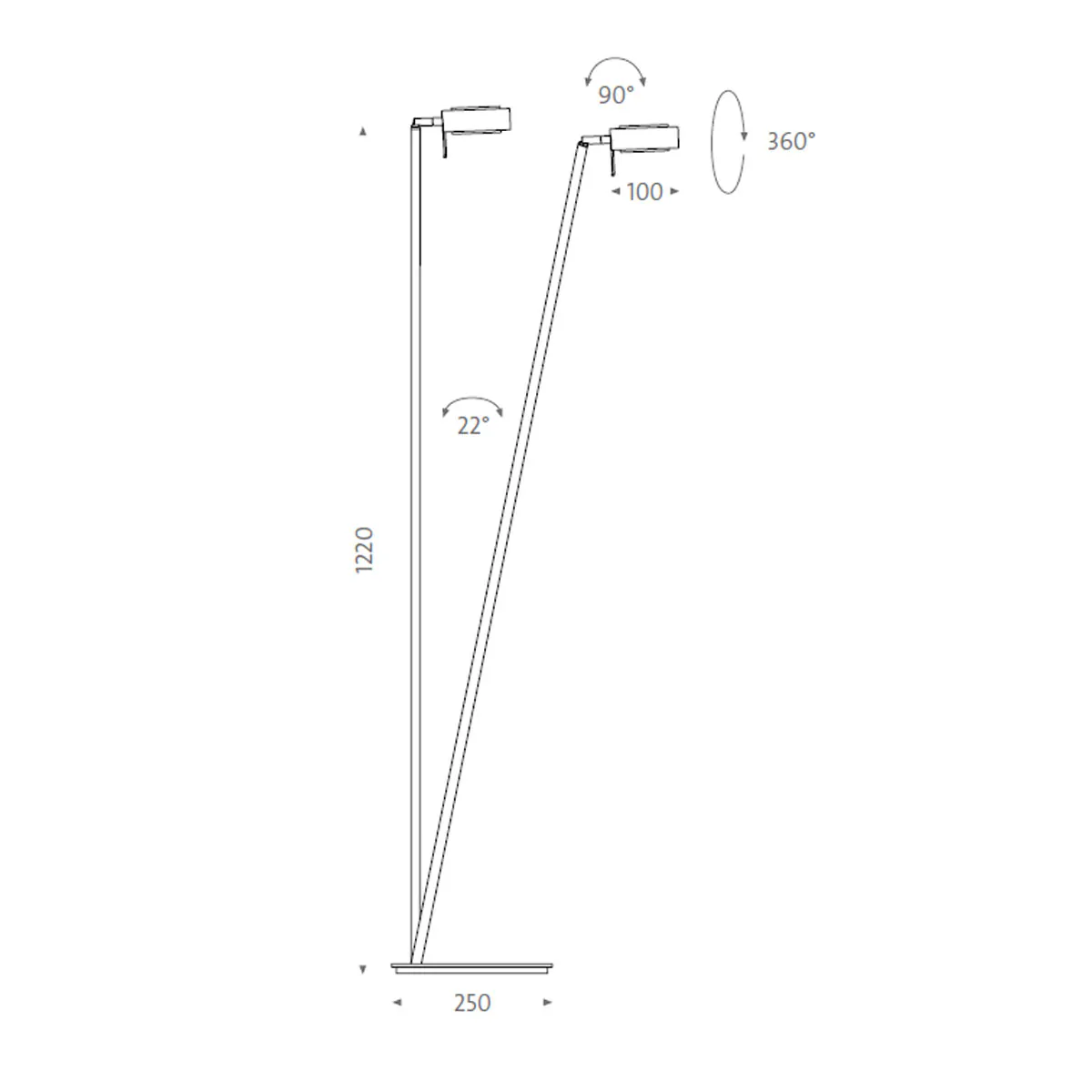 Pure 2 Stehleuchte, H: 122 cm, Basalt Grau matt