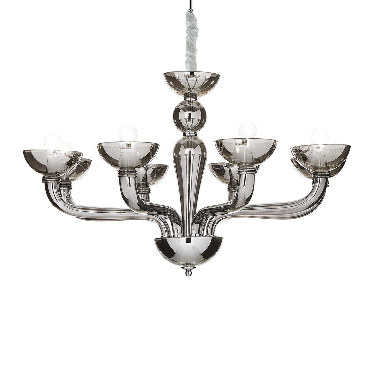 Casanova SP8 Glas Kronleuchter 8-flammig, Rauchglas