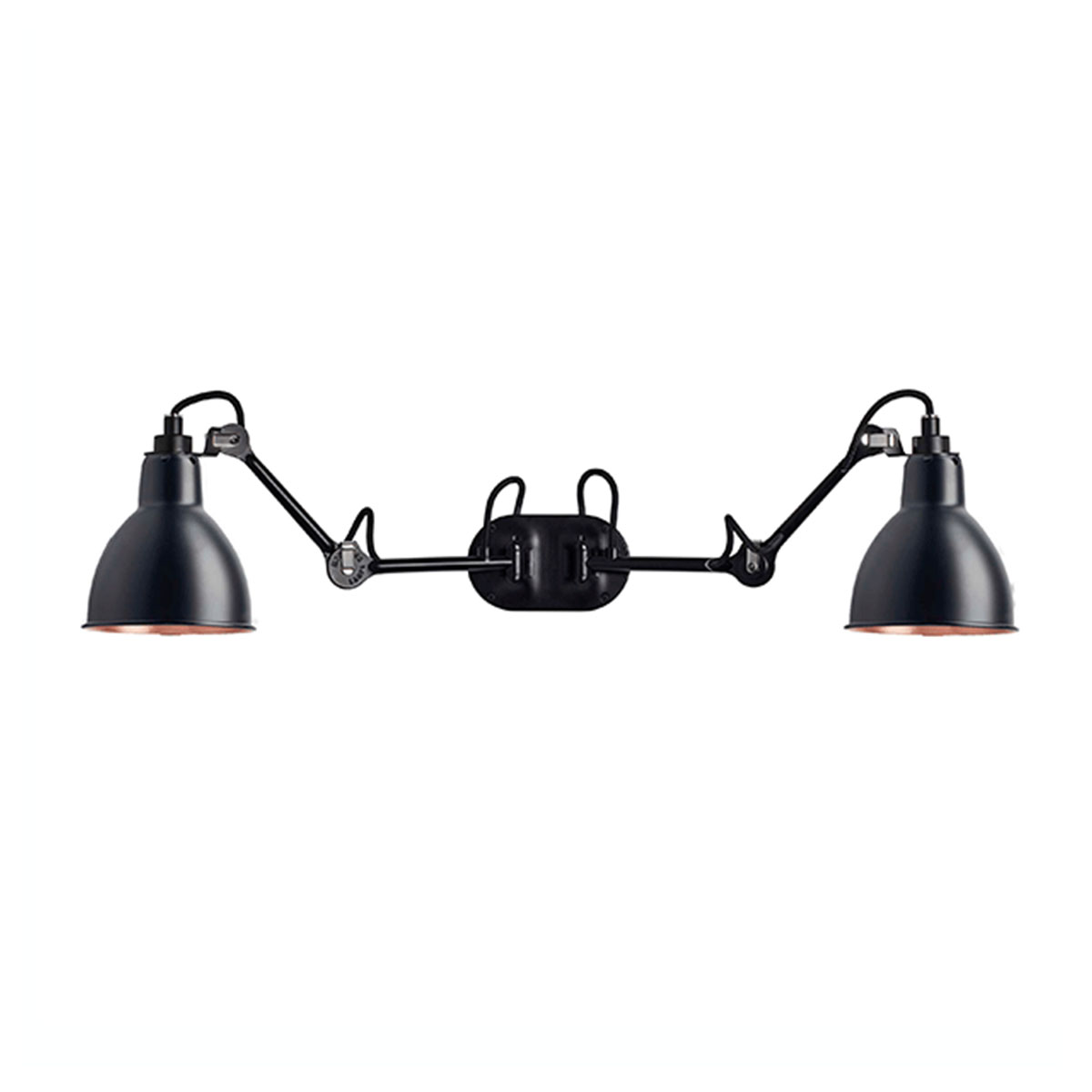 Lampe Gras N° 204 Double Wandleuchte Schwarz, Schirm Schwarz, Kupfer – zeitlose Designerlampe aus dem Hause DCW Editions für den Flur Lampe Gras N° 204 Double Wandleuchte Schwarz, Schirm Schwarz, Kupfer – zeitlose Designerlampe aus dem Hause DCW Editions für den Flur