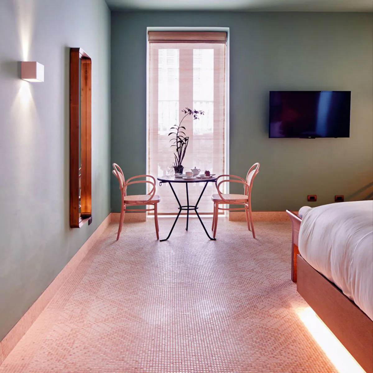 TIGA LED 93024 DIM8 Wandleuchte, B: 13 cm, H: 10,5 cm, Grau Braun, Warmweiß 3000K