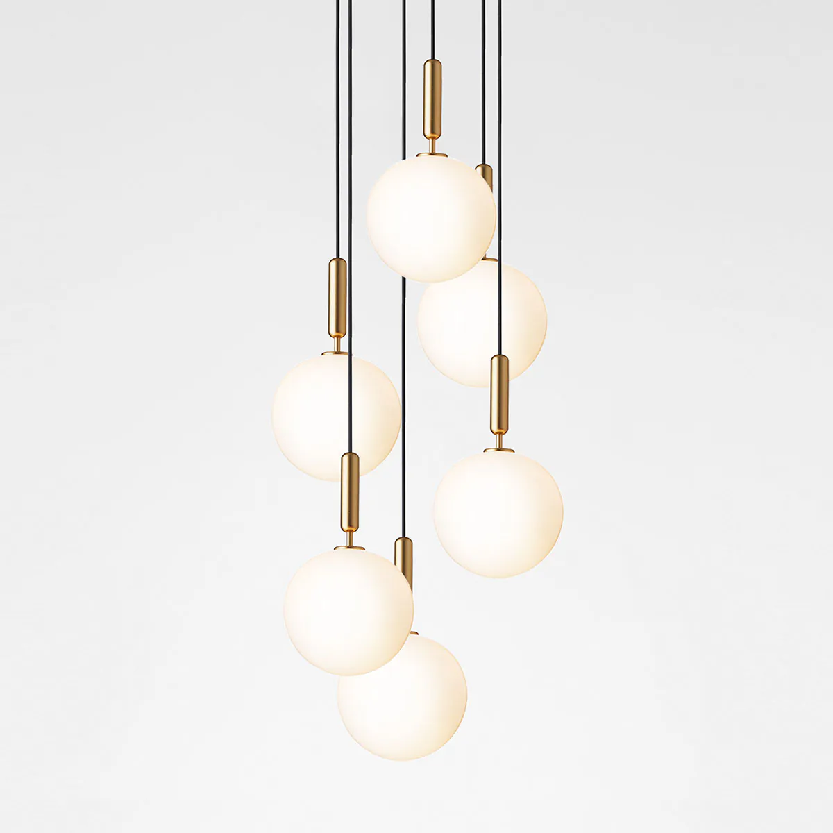 Miira 6 Large Pendelleuchte, Ø: 47 cm, Messing, Opalglas