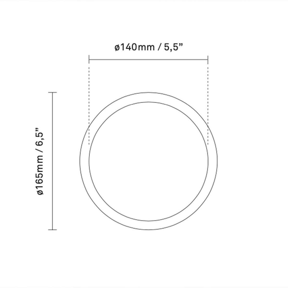 Nuura Liila 1 Medium Wand- und Deckenleuchte, Ø: 16,5 cm – technische Zeichnung