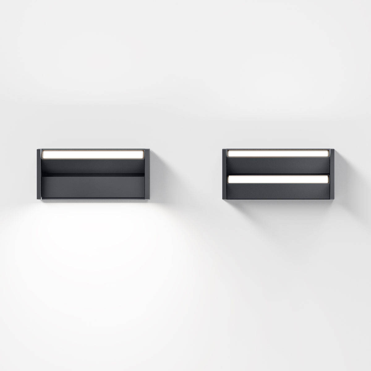 Rechteckige Wandleuchten für außen in der Farbe anthrazit Rechteckige Wandleuchten für außen in der Farbe anthrazit