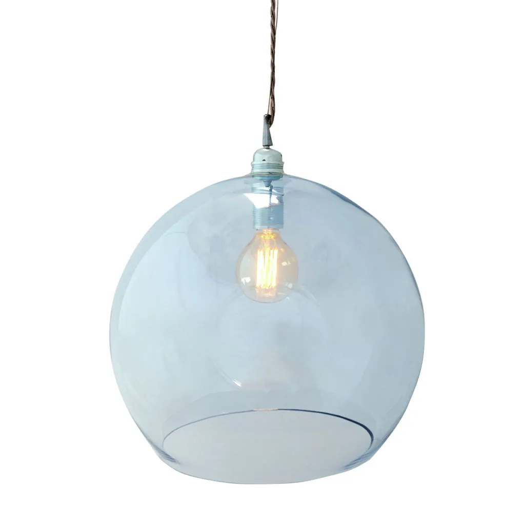 Rowan Pendelleuchte XL Ø 39 cm, Topaz Blue, Silber