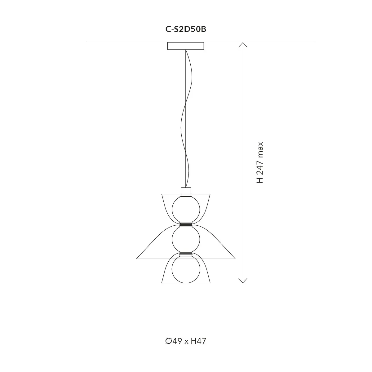 Gems Short Pendelleuchte, Warm color, Short 2 D50 B, Ø: 49 cm, H: 47 cm, Warmweiß 3000K