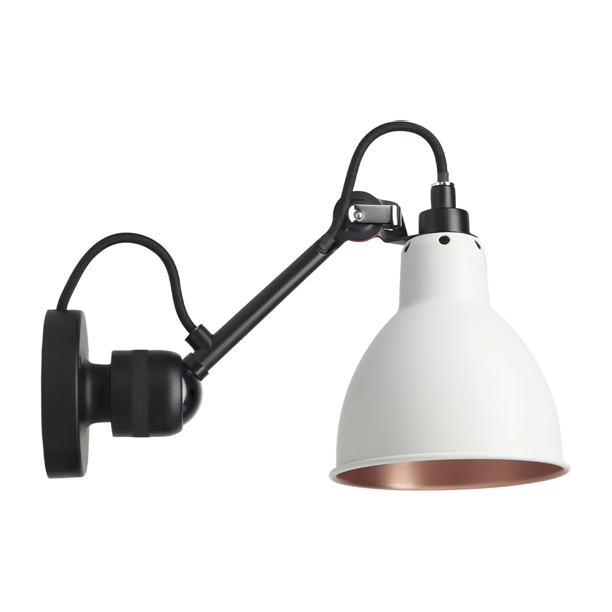 Lampe Gras N° 304 Wandleuchte, T: 15 cm Schirm Weiß & Kupfer Schwarz Rund in Schwarz Weiß – stilvolle Designerlampe von DCW Editions für den Flur