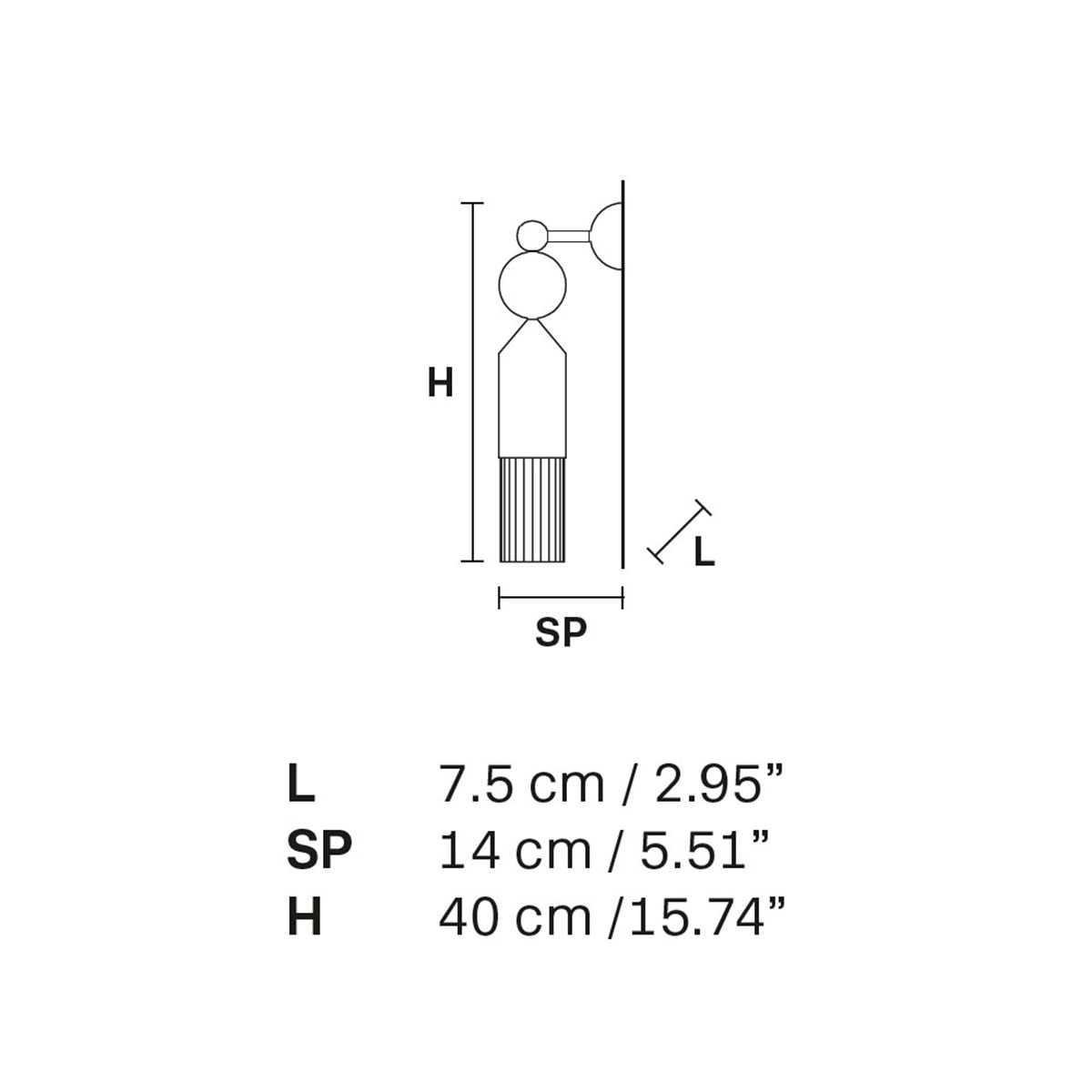 Nappe App N4 Wandleuchte, B: 7,5 cm, H: 40 cm, Mehrfarbig warm
