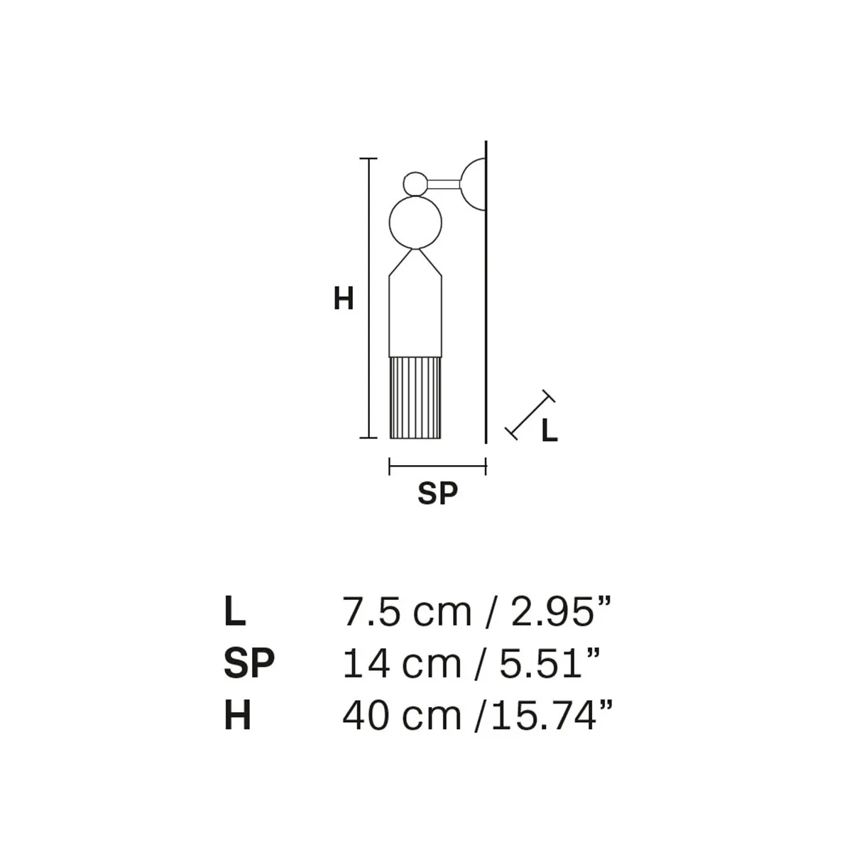 Nappe App N4 Wandleuchte, B: 7,5 cm, H: 40 cm, Mehrfarbig warm