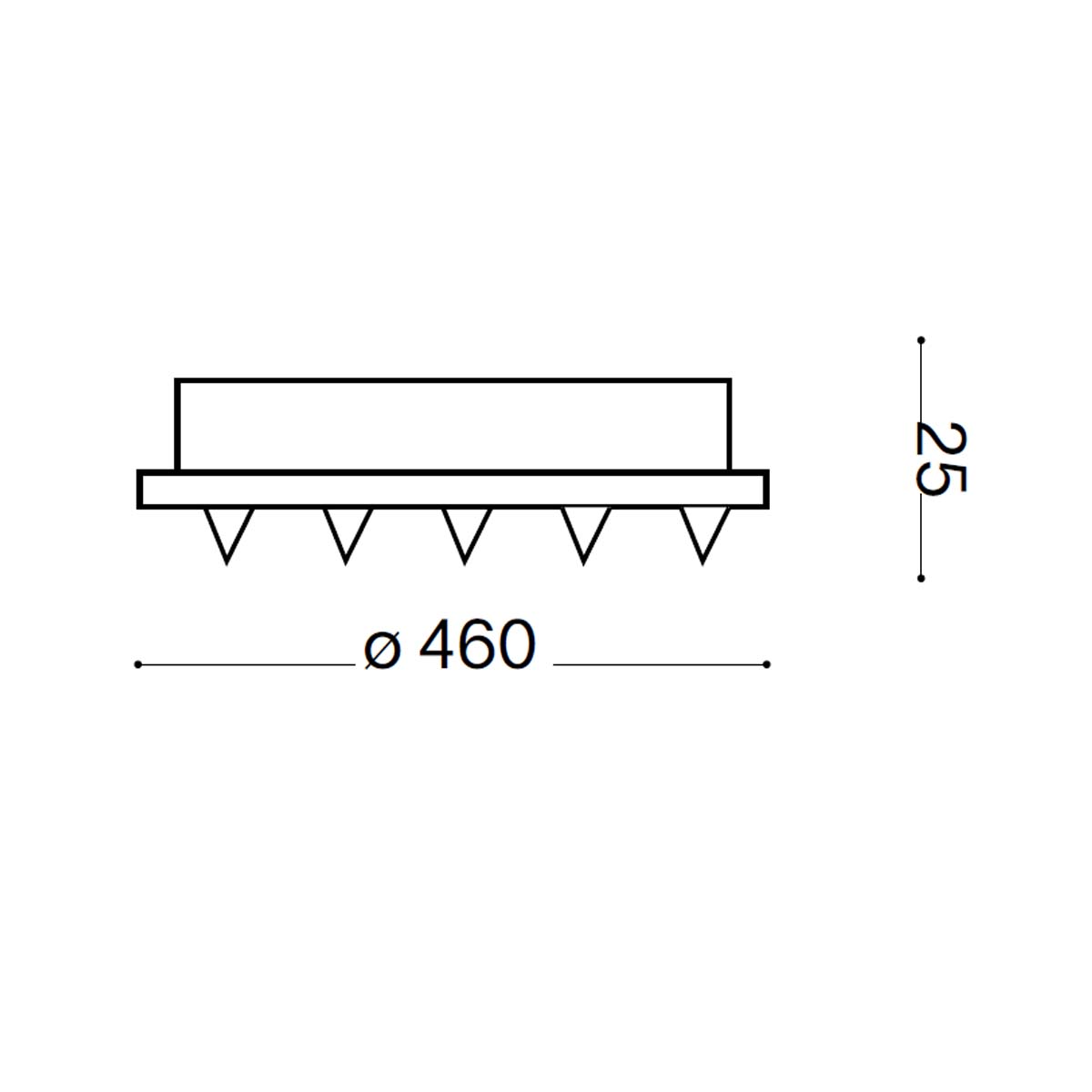 Ideal-Lux-Baldachin-rosone-standard-5-luce-zeichnung Ideal Lux Lampen Baldachin rund 5-fach Ø: 46 cm, H: 2,5 cm, Kupfer