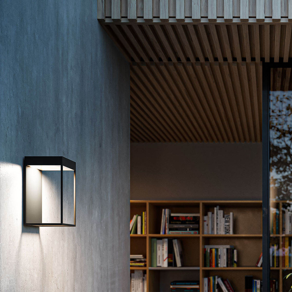 gic Wandleuchte, H: 24 cm, T: 15,4 cm, Anthrazit Rechteckige moderne laterne außen Wandleuchte schwarz an der Hauswand