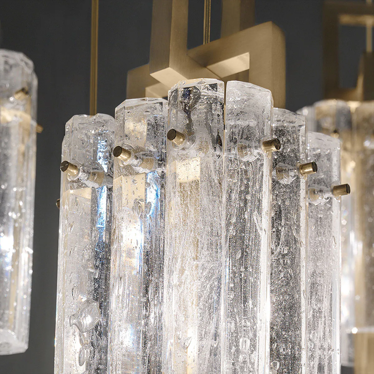 Masiero Crek A2 Wandleuchte Wandleuchten - luxuriöse Verarbeitung aus Kristallglas und Metall, Farbe Messing