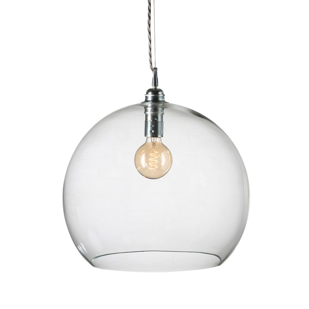 Rowan Pendelleuchte XL Ø 39 cm, Clear, Silber