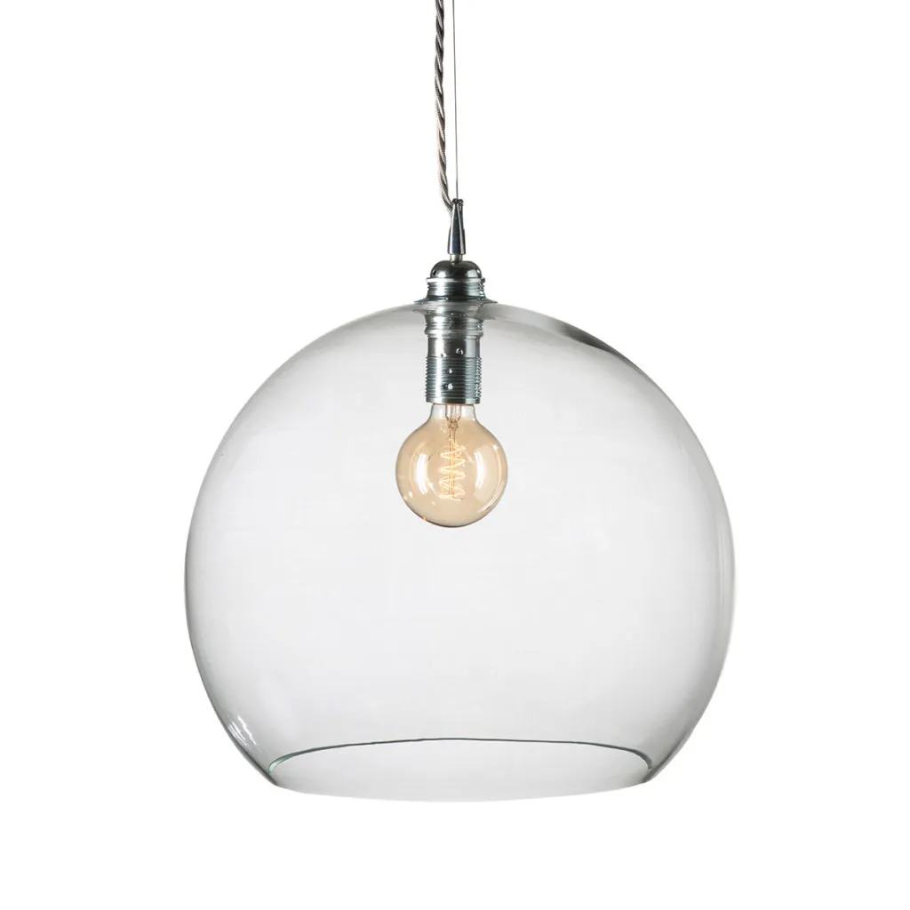 Rowan Pendelleuchte XL Ø 39 cm, Clear, Silber