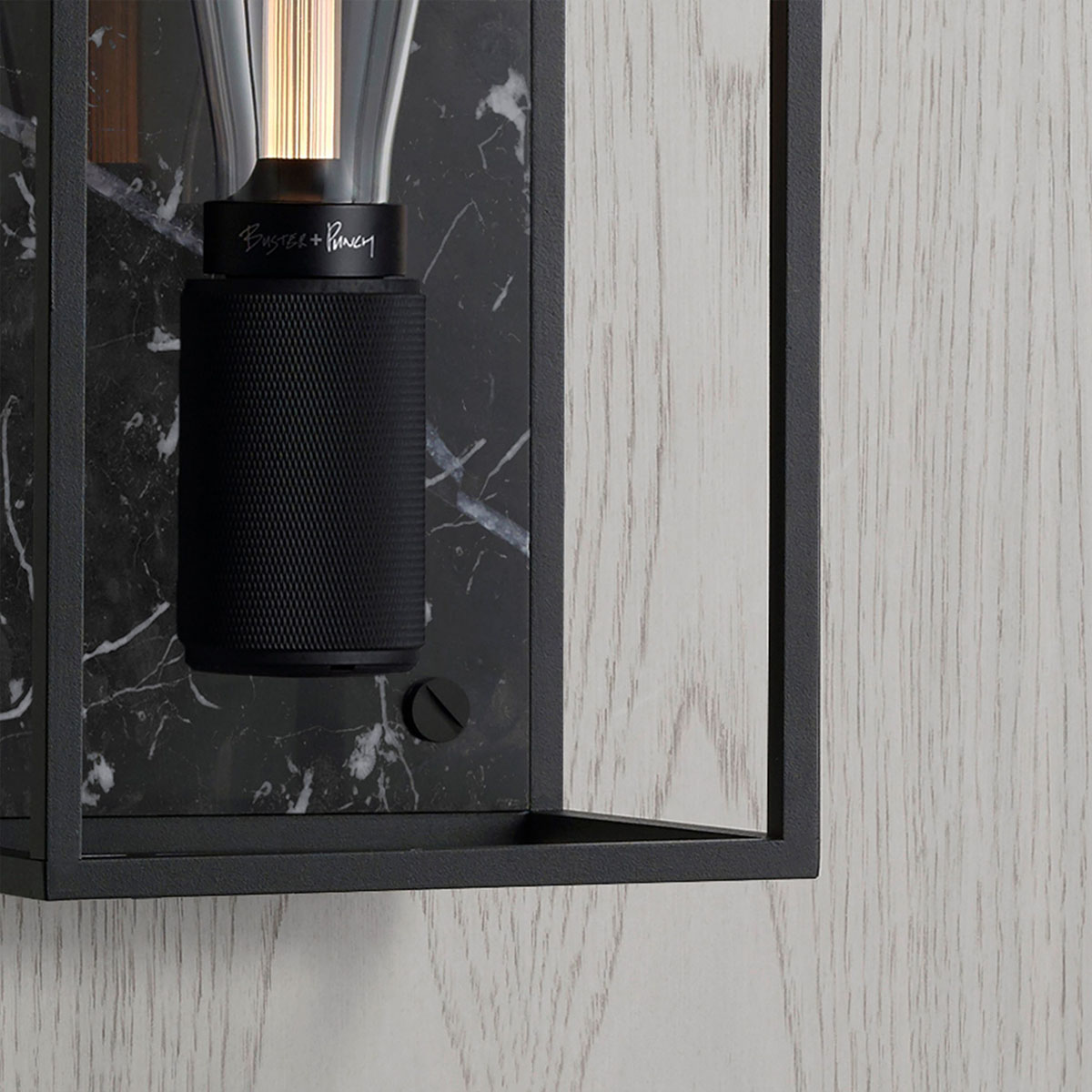 Caged Wall Light Medium, Black Marble Caged Wall Light Medium, Black Marble