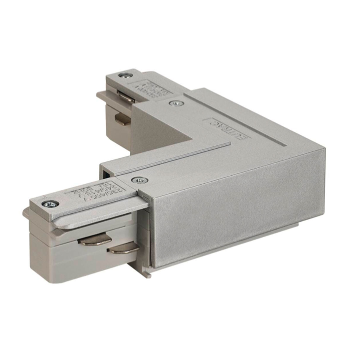 Eutrac 3-Phasen L-Verbinder mit Einspeisemöglichkeit, Grau, Erde innen Eutrac 3-Phasen L-Verbinder mit Einspeisemöglichkeit, Grau, Erde aussen