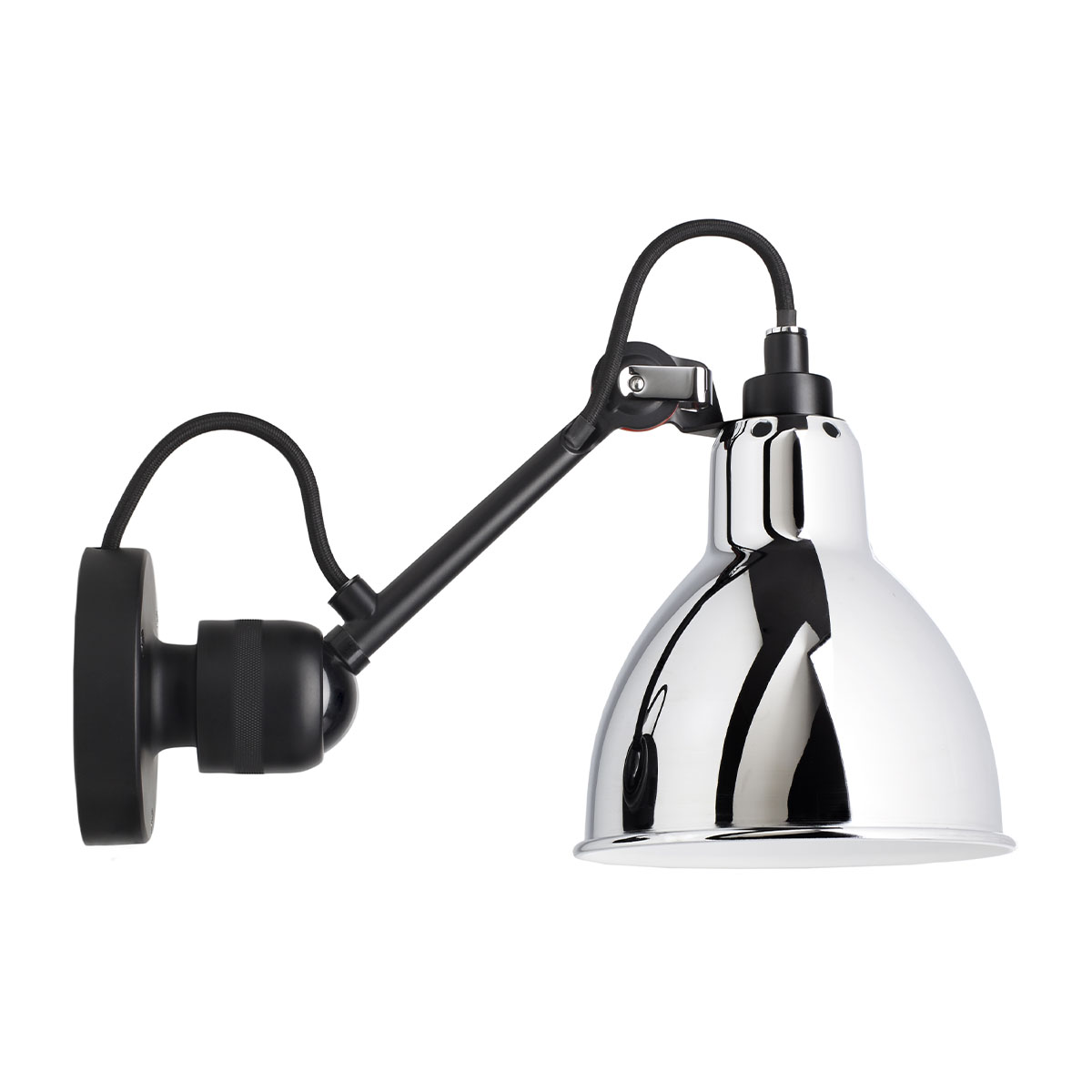 DCW Editions Lampe Gras N° 304 Wandleuchte, T: 15 cm Schirm Chrom Schwarz Rund Modern – moderne Wandleuchte für Flur