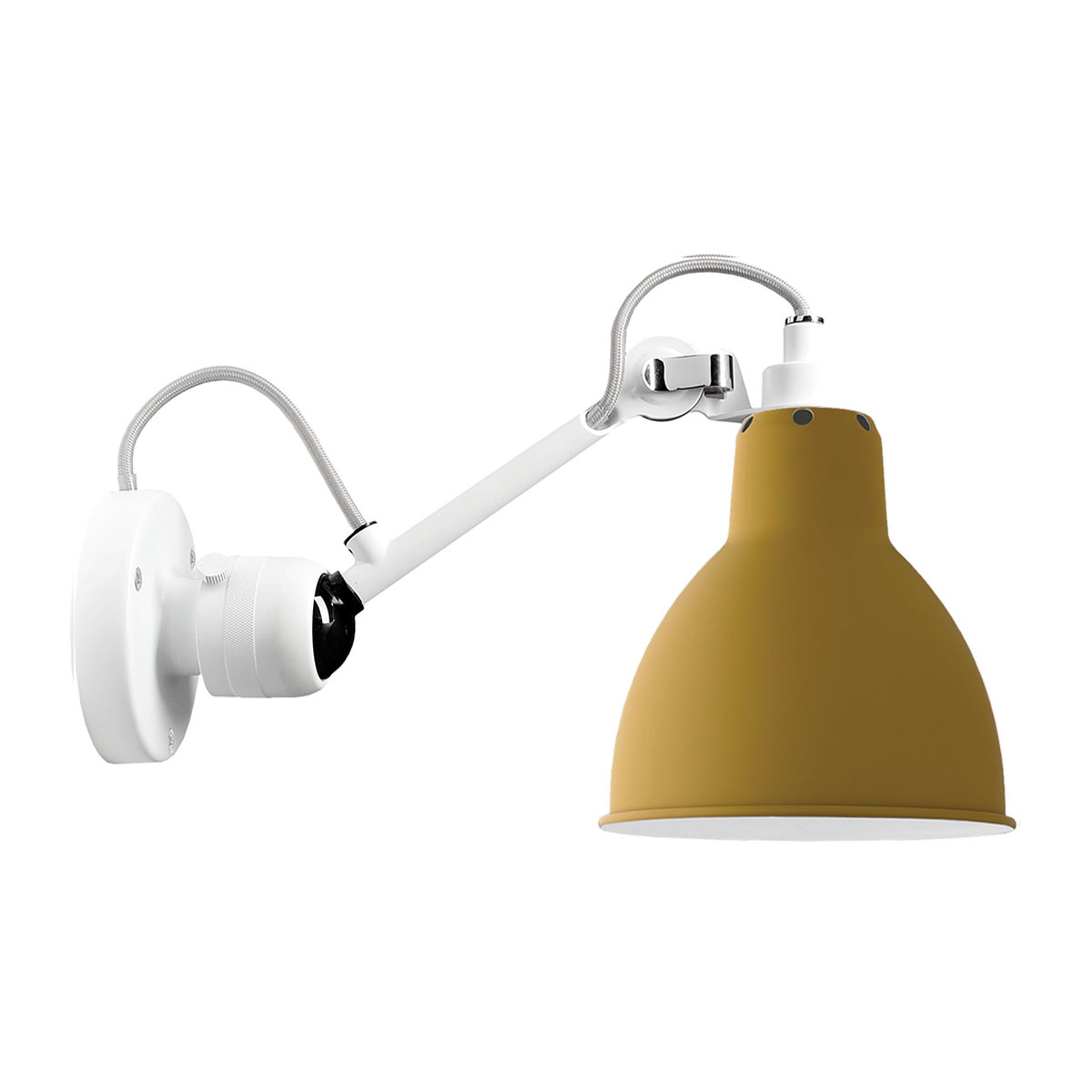 Lampe Gras N° 304 Wandleuchte, T: 15 cm Schirm Gelb Weiß Rund in Weiß Gelb – moderne Designerlampe des Herstellers DCW Editions für den Flur