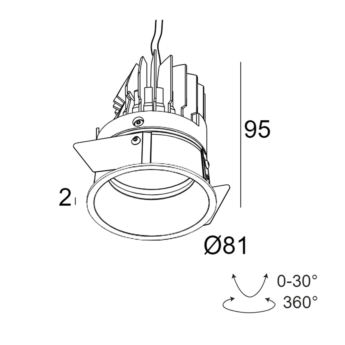 DEEP RINGO OK LED 93033 Einbaustrahler, Ø: 8,1 cm, Schwarz, Warmweiß 3000K