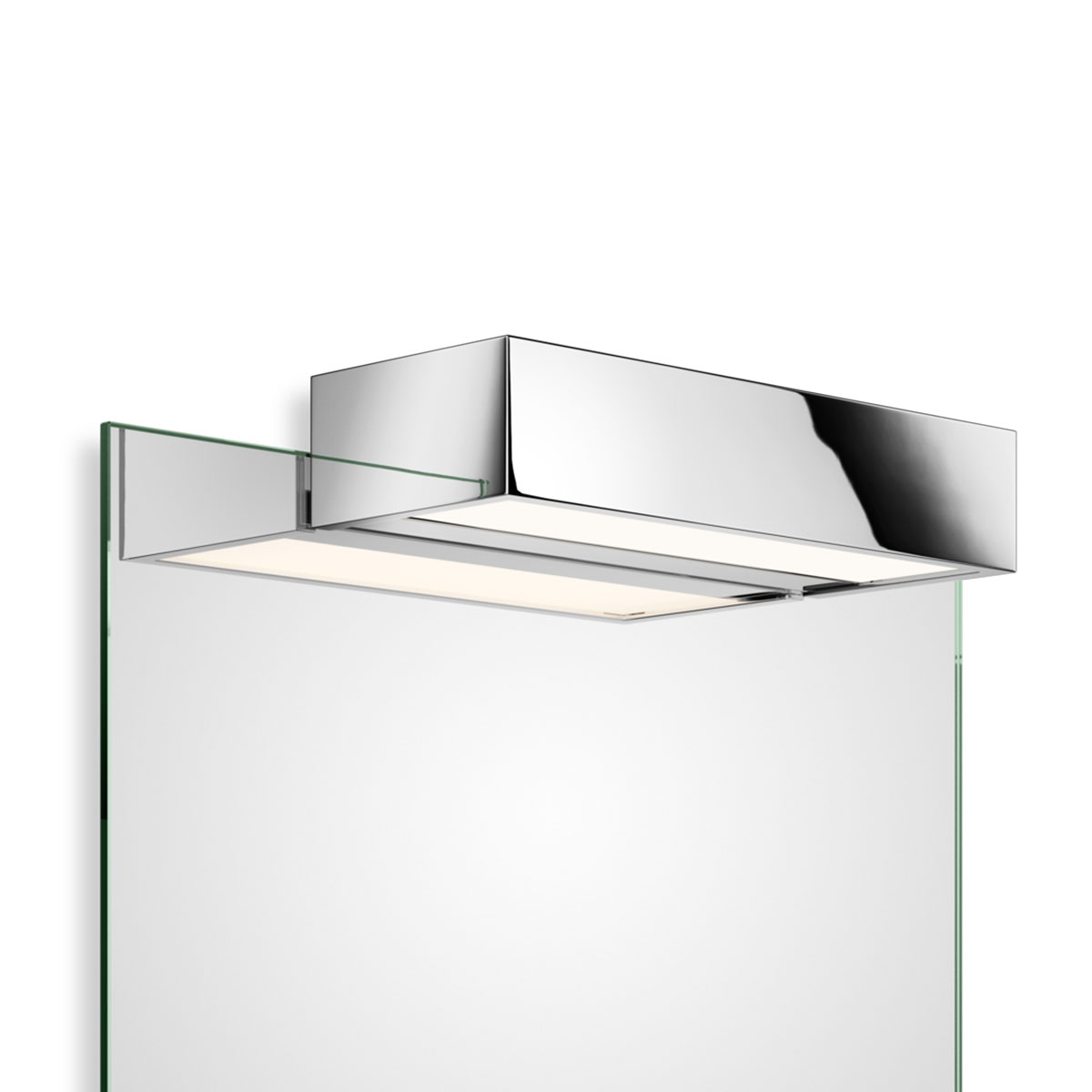 Maßzeichnung der Spiegel – Decor Walther Box 1-25 N LED Spiegel Aufsteckleuchte Bad, Chrom, B: 25 cm, Warmweiß 3000K