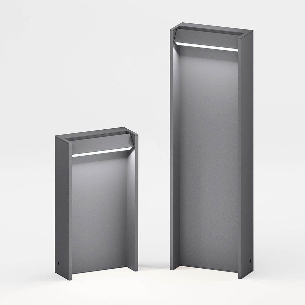 Kleine und große Pollerleuchte für außen in der Farbe grau