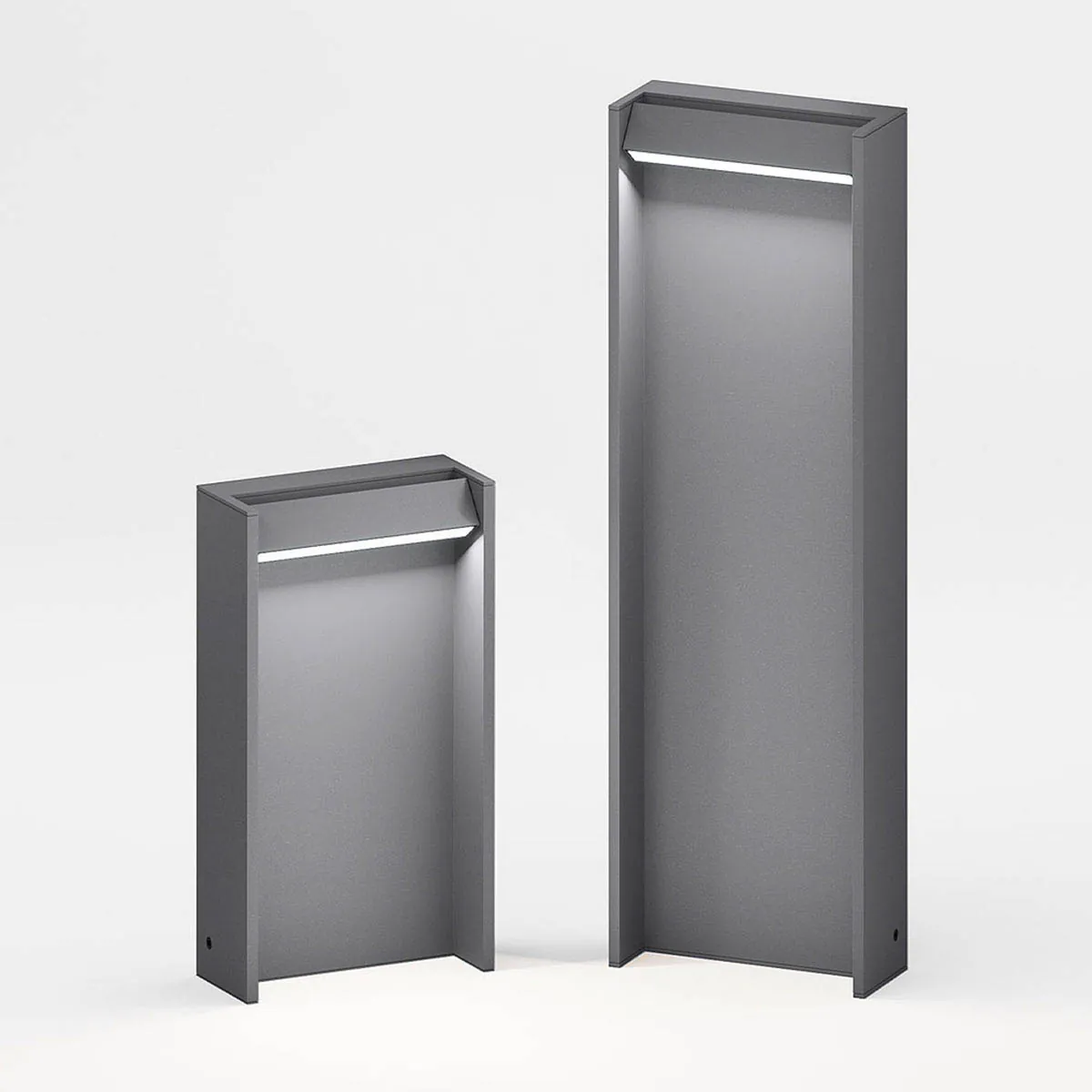 Kleine und große Pollerleuchte für außen in der Farbe grau