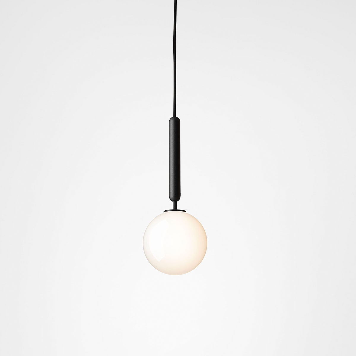 Miira 1 Pendelleuchte, Ø: 14 cm, Steingrau, Opalglas