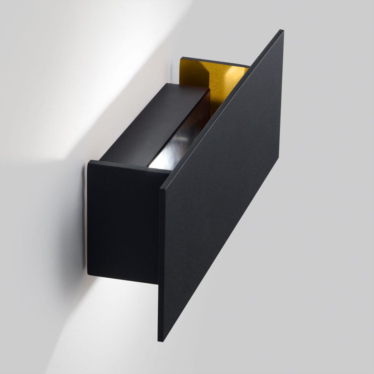 WA-T SOFT DIM8 Wandleuchte, B: 28 cm, H: 10 cm, Schwarz & Vergoldet Mat