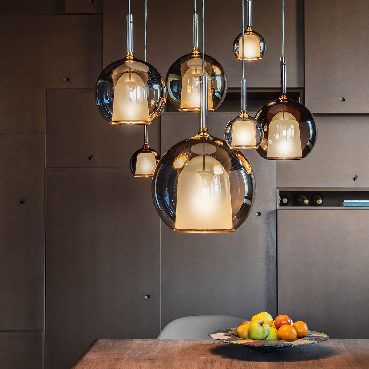 Glo 0811-20 Mini Pendelleuchte Ø: 13 cm, Bronze Glas, 4 m